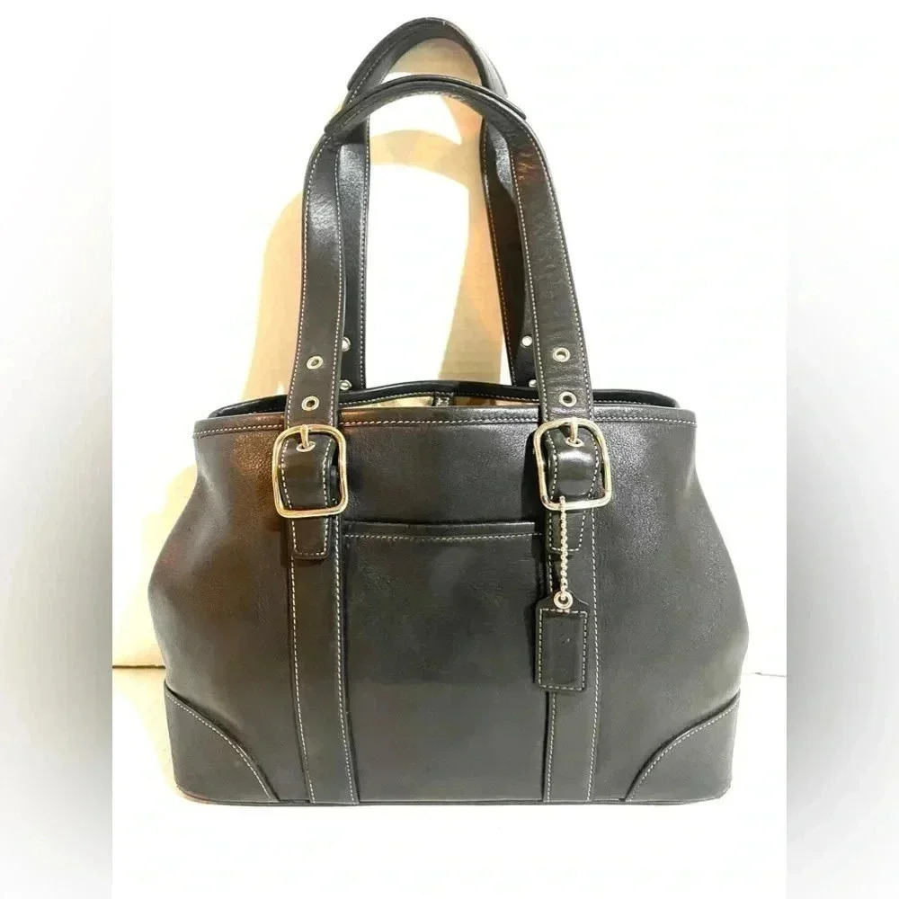 Coach vintage black leather satchel handbag